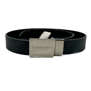 Burberry Black Reversible Logo Plaque Leather Belt 95 cm Made in Italy